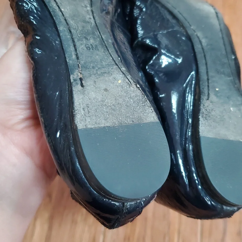 Tory Burch Caroline 2 Blue Patent Ballet Flats
